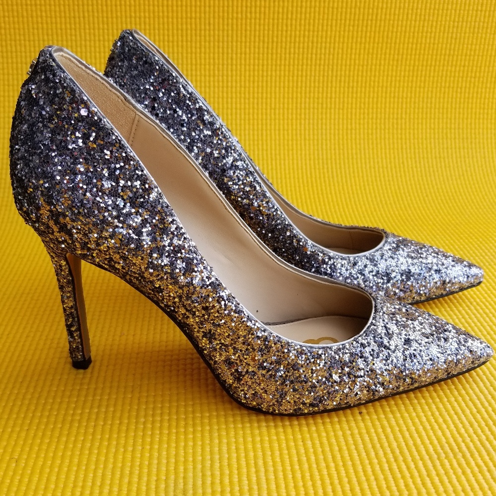 Sam Edelman Hazel chunky glitter pointed toe pumps